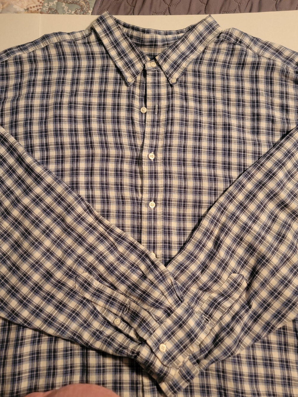 Polo Ralph Lauren Button Down Shirt 4XLT Blue/White Plaid Longsleeve 33X36.5
